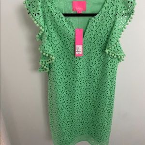 ASTARA DRESS PATINA GREEN PETITESAND DOLLAR EYELET